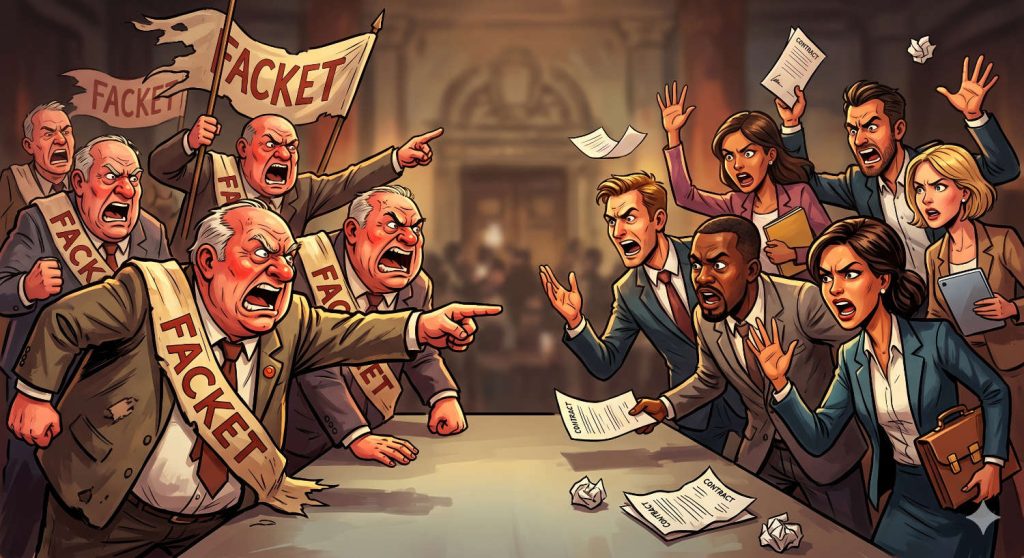 Facket har spelat ut sin rätt. Genom att starta konflikter och genom hot om blockad eller strejk tvingar de företag att skriva på kollektivavtal.